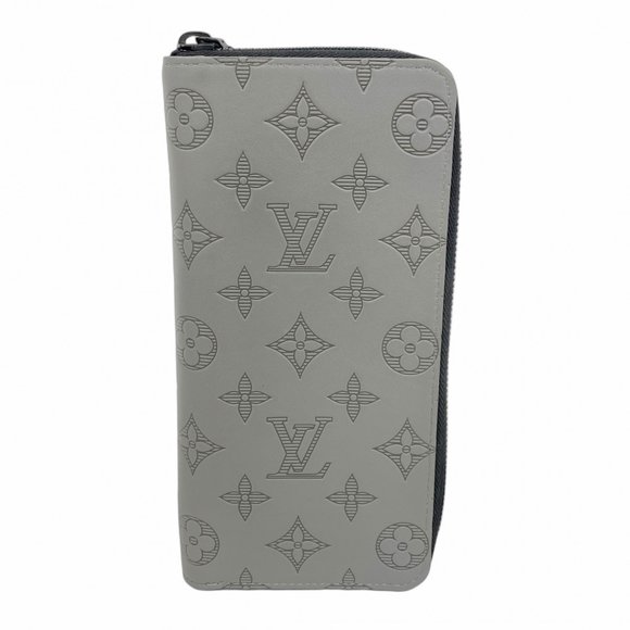 Louis Vuitton Monogram Shadow Zippy Wallet Vertical M81384 Gray Men's Long - Picture 1 of 10